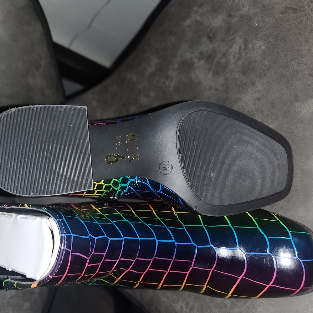 Colorful Croc-Embossed Ankle Boots